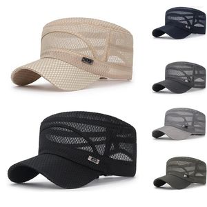 Ball Caps Summer Mesh Ademende platte top Outdoor Casual Hollow Out Sunshade Sport Baseball Trucker Hats For Men Women Gorras