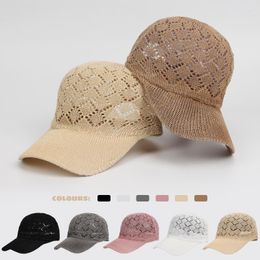 Ball Caps Summer Mesh gebreide honkbalpet voor vrouwen mode hollowed ademende outdoor casual zonbescherming meisje retro snap back back hat