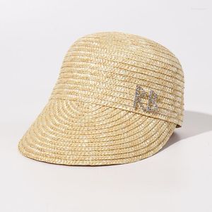 Casquettes de Baseball d'été en paille, chapeau avec lettres, dôme d'extérieur décontracté, chapeaux de soleil pour dames, mode luxe, visière de protection solaire
