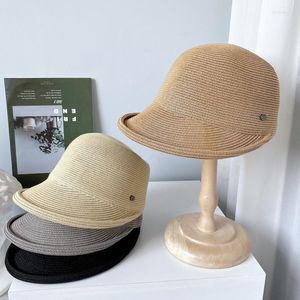 Kogelcaps zomer zon hoed vrouwelijke honkbal pet stevige kleur vizier gebogen rand vouwbaar stro dames modieuze sombrero pyja