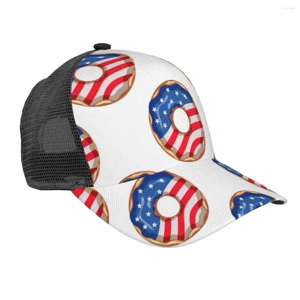 Gorras de bola Verano Unisex Gorra de béisbol Masculino Femenino Malla transpirable Snapback Sombrero Donut con la bandera americana Deporte casual