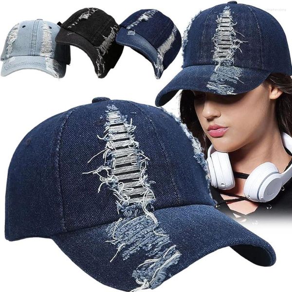 Casquettes de balle été unisexe décontracté casquette cassée à la mode trou Denim chapeau de baseball en plein air Protection solaire chapeaux Hip-hop Cowboy Snapback