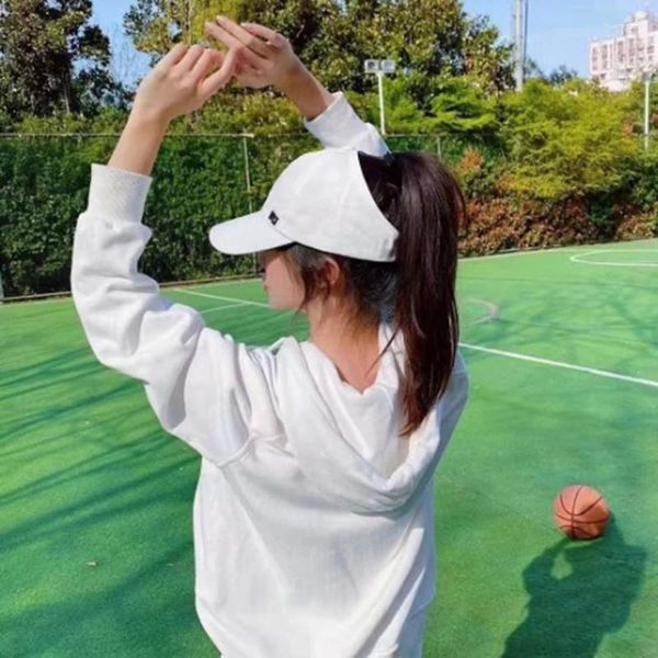 Gorras de bola Verano Mujeres Vacío Cola Cap Sun Visor Sombreros Carta Bordado Color Sólido Sunhat Ladies Deporte Correr Clásico Béisbol