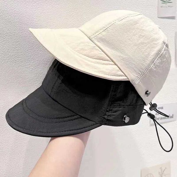 Capes de balle Summer Femmes Séchon à sec rapidement Capucheur largeur Color Couleur solide DrawString Equestrian Hat For Lady Outdoor Soft Fordable Visor Hat