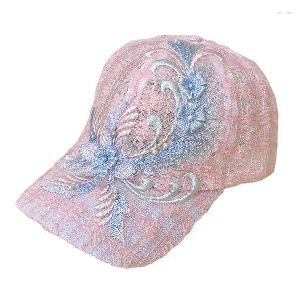 Casquettes de balle Été Femmes Chapeau Mince Dentelle Baseball Snapback Broderie Fleur Maille Mode Respirant Pare-Soleil