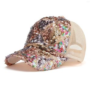 Ball Caps Sun Hat Vrouwen Ademende mannen Hop pailletten Hip Cap Baseball Beach Crow Trucker