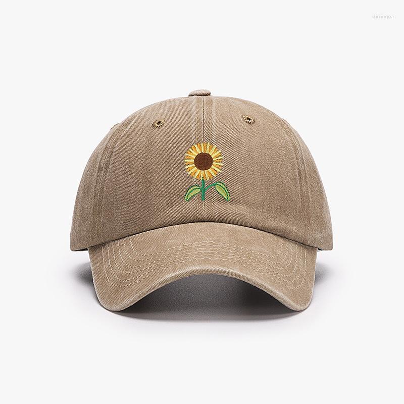 Ballkappen Sonnenblumen Baseballmütze bestickte Pflanze Dad Trucker Hut Trendy gewaschene Vintage Frau Sonne Baumwolle Mutter Hüte