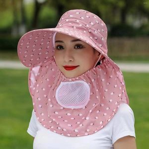 Gorras de bola Protector solar Sombreros de cubo con cubierta de cara Malla Transpirable Estampado floral Protección UV Sombrero para el sol para mujeres Big Brim