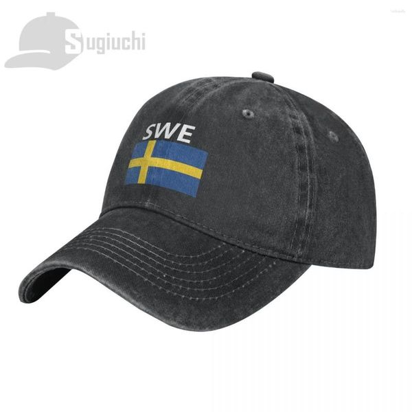 Gorras de bola Bandera de Suecia con letra Gorra de algodón lavada Gorras Snapback Béisbol Papá al aire libre Viaje Sombreros para el sol Casquette