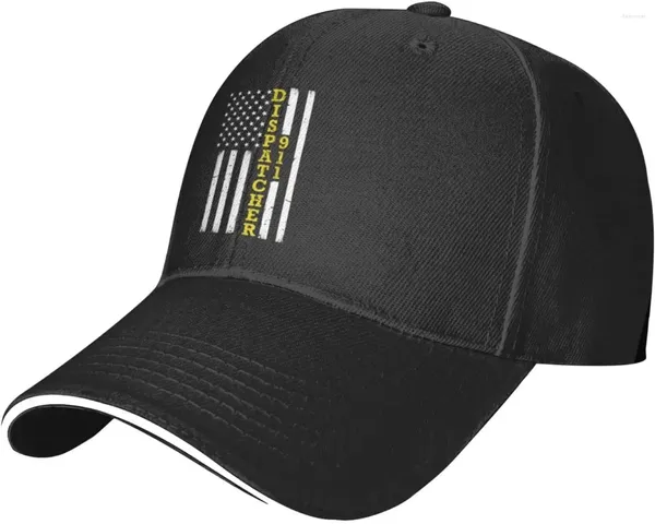Gorras de bola Bandera de línea dorada delgada 911 Dispatcher Trucker Hat Gorra de béisbol Sombreros de papá Marina militar para hombres Mujeres