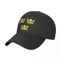 Ball Caps Three Crowns The Coat Of Arms Sweden Yellow Print (Sveriges Tre Kronor) Baseball Cap Drop Rave For Man Women's