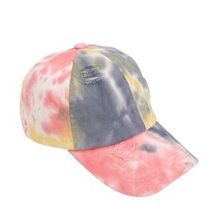 Casquettes de baseball Tie Dye Ink Peinture Chapeau Womens Mesh HatsPatch Preppy Hat Retro Baseball Cap Ponytail Baseball Caps for Women Hats Caps G230209