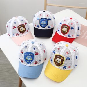 Ball Caps Toddler Boy Girl Baseball Zomer geborduurde cartoon Carfull Net Cap voor kinderen knappe uitjes Kinderen Baby Sun Hat