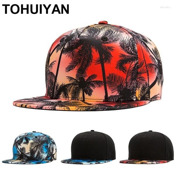 Gorras de bola Tohuiyan Hawaiian Summer Cap para hombres Impresión 3D Snapback Hat Street Dance Hip Hop Mujeres Visera plana Sombreros de béisbol Gorras