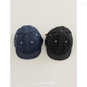 Casquette à visière en Denim rétro pour femme, Style outillage, Yupi Street Tide, marque à bord court, chapeau pour Couple, fait paraître le visage petit