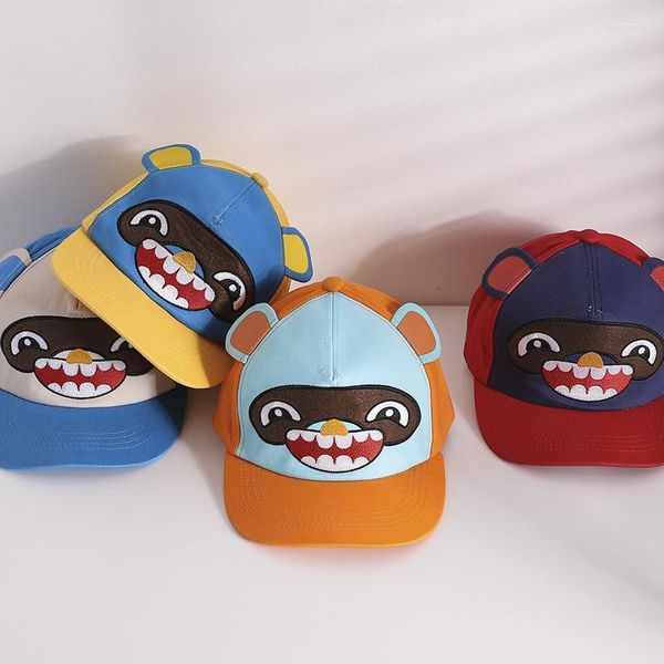 Gorras de béisbol tendencia niños béisbol primavera otoño Hip Hop visera sombrero para niños niñas bebé dibujos animados Panda con boca grande niños capó