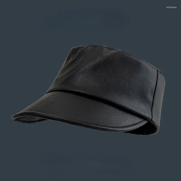 Gorras de bola Moda Black Knight Hat Sombrero de cuero de imitación de mujer Gorra de béisbol ajustable al aire libre Sombreros planos para hombres y mujeres 2023 Otoño Invierno