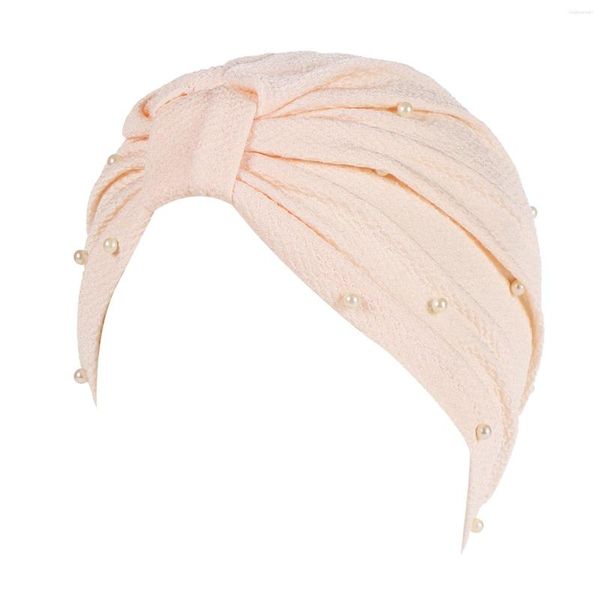 Casquettes de boule à la mode femmes bandanas extensible Turban chapeau musulman bandeau chaîne respirant plissé noué chimio casquette bonnet adulte tête enveloppement