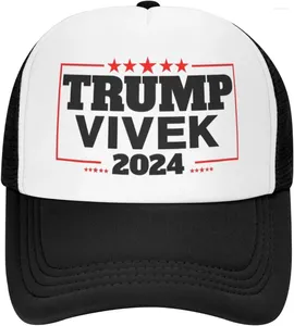 Tapas de pelota Trump Vivek Ramaswamy para presidente 2024 Sombreros camioneros Mujeres de malla Mesh Baseball Capboy Hat Men Snapback Negro