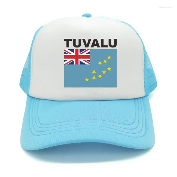 Casquettes de balle Tuvalu Casquette de camionneur Été Hommes Cool Country Flag Chapeau Baseball Unisexe Filet en maille extérieure