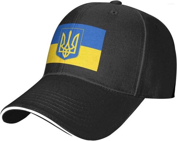 Gorras de béisbol Bandera de Ucrania Gorra de béisbol ajustable premium para hombres y mujeres - Deportes al aire libre Protección solar Negro