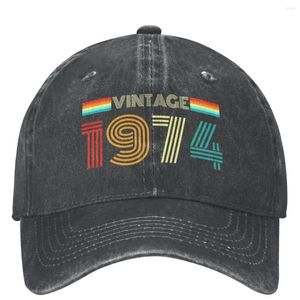 Ball Caps Unisex 50 -jarige verjaardag Vintage 1974 Print Baseball Retro Distressed gewassen 50e mensen cadeau papa hoed verstelbaar