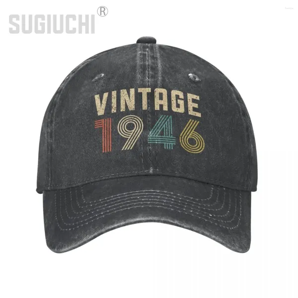 Casquettes de balle unisexe adulte VINTAGE 1946 rétro charbon lavé Denim casquette de Baseball camionneur chapeau cadeau d'anniversaire pour hommes femmes coton