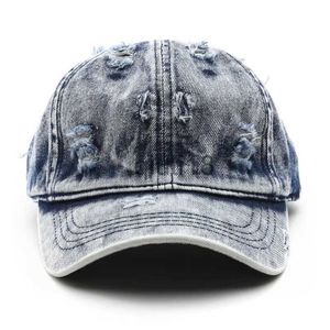 Casquettes de baseball Casquette de baseball unisexe % coton convient aux hommes femmes denim lavé réglable papa chapeau couleur unie plaque lumineuse cowboy casquette de soleil x0928