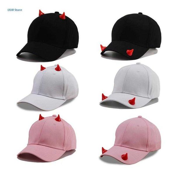 Casquettes de baseball Casquettes de baseball unisexe avec chapeau de dents de corne de diable de bande dessinée pour le printemps été Enfants Visière réglable en plein air Chapeaux de cyclisme J230228