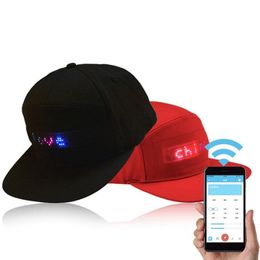 Capes à billes Unisexe Bluetooth LED Téléphone mobile Contrôlé du chapeau de baseball Scroll Message d'affichage Hip Hop Street Cap 230306