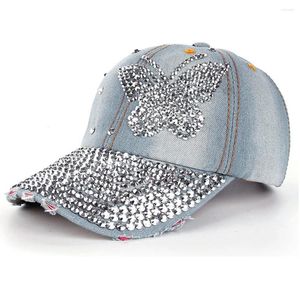 Casquettes de balle unisexe papillon strass baseball mode denim chapeau hip hop casquette extérieure décontracté snapback chapeaux pour hommes femmes casquette