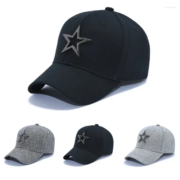 Gorras de bola Béisbol de algodón unisex con estrella de cinco puntas Snapback ajustable Gorras Gorra de pico Sombrero de sombrilla