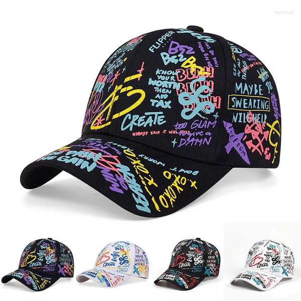 Gorras de bola Unisex Moda Letra Graffiti Impresión Snapback Béisbol Primavera y otoño Al aire libre Ajustable Sombreros casuales Sombrero de protección solar