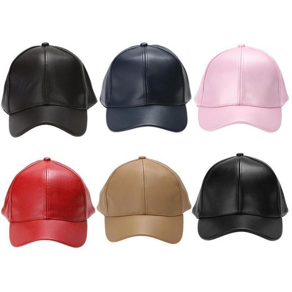 Casquettes de baseball unisexe hommes femmes PU cuir casquette de baseball Snapback sport de plein air réglable à la mode chapeau rouge kaki noir rose marine Blu302S