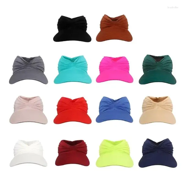 Casquettes de balle unisexe couleur unie large bord vide chapeau été printemps extérieur visière casquette réglable plissée pour les familles amies