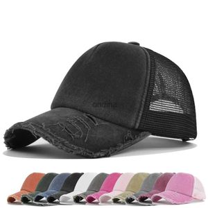 Ball Caps Unisex Versleten Gewassen Retro Katoen Ruwe rand Trucker Hoeden Distressed Vintage 6 Panel Blank Plain Baseball Caps YQ240117