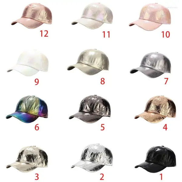 Casquettes de baseball unisexes en simili cuir craquelé et froissé, métallisé brillant pour chapeau Snapback