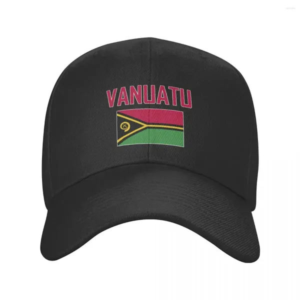 Ball Caps Vanuatu Nombre del país con Flag Sun Baseball Baseball Men Atentable Ajustable Mujeres Sombrero de fútbol al aire libre por regalo