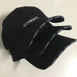 Bal Caps Vetements Baseball Caps Hoge Kwaliteit Katoen Mannen Vrouwen Borduren VTM Hoed Mode Blk Skateboard J230807