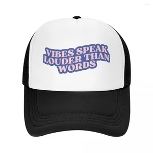 Casquettes de baseball Vibes parlent plus fort que les mots Citation positive Casquette de baseball Chapeaux de fête en mousse Homme Homme Femme