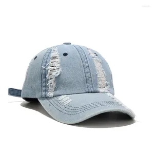 Casquettes de balle Vintage adulte hommes décontracté réglable papa chapeaux femmes coton Denim Hip Hop déchiré Baseball Gorros