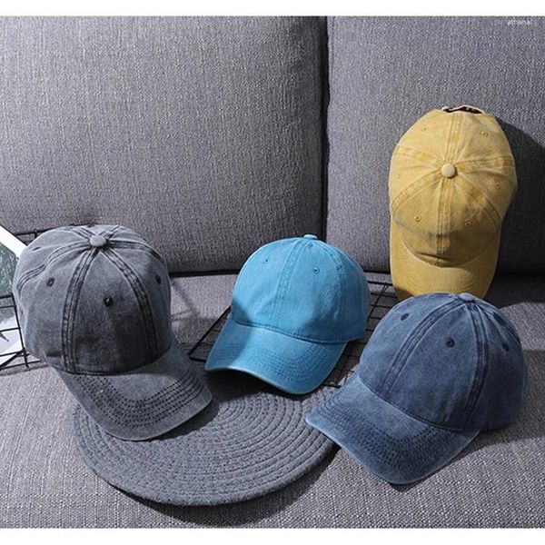 Gorras de bola Gorra de béisbol vintage para mujeres Hombres Algodón lavado Color sólido Papá Sombrero Sunhat Hombre Snapback