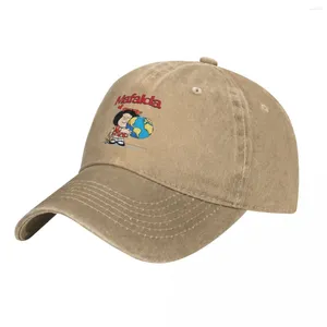 Ball Caps Vintage Mafalda Globe Baseball Unisex Distressed Washed Snapback Hat Wereld en haar Puppy Ongestructureerde Zachte Hoeden Cap