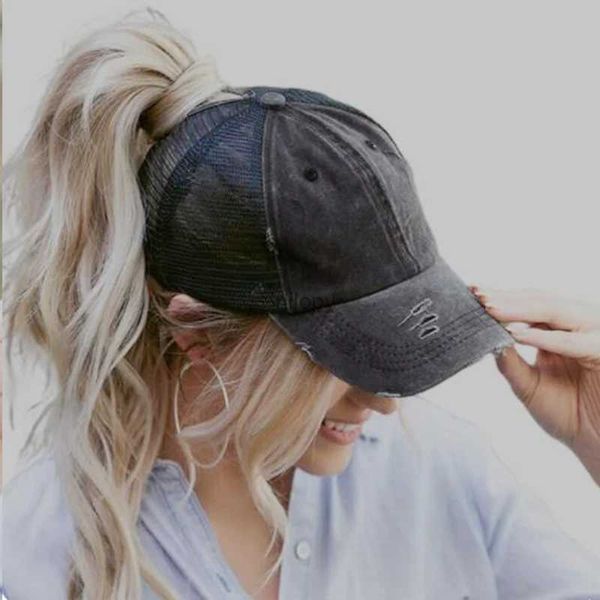 Tapas de pelota Vintage Ponytail Cap Baseball Women Ajustable Snapback Mesh Mesh Andugised Summer Woman Sunhat