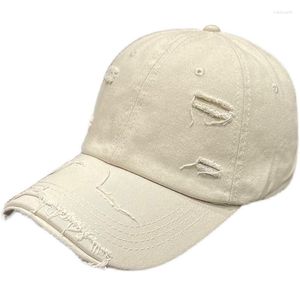 Ball Caps Vintage Washed Distressed Cotton Dad Hat Ripped Baseball Cap Verstelbare Trucker Unisex Soild Color Headwear