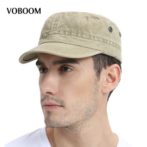 Kogelcaps voboom zomer militaire lente mannen vrouwen gewassen katoenen modeontwerp plat honkbal top leger hoed met luchtgat verstelbaar 230421