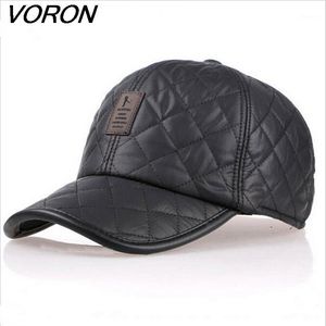 Ball Caps VORON High Quality Baseball Cap Men Autumn Winter Fashion Waterproof Fabric Hats Thick Warm Earmuffs 4 Colors1