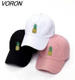 Gorras de bola Voron Hombres Mujeres Piña Papá Sombrero Gorra de béisbol Estilo de algodón Moda sin construir Sombreros unisex Bone4662662