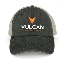 Gorras de bola Vulcan Blockchain |Forging Defi Corporate Ethos Fire Sombrero de vaquero naranja y blanco Moda Snap Back Hombres Mujeres