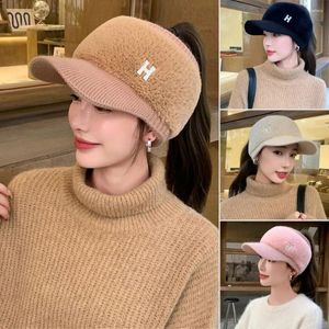 Casquettes de balle chaud chapeau tricoté mode doux résistant au froid coupe-vent en peluche casquette de baseball femmes filles